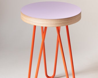 Lilac table Memphis Milano inspired Side Table Bedside Table Plant Stand coffee table. Available in 8 colours.