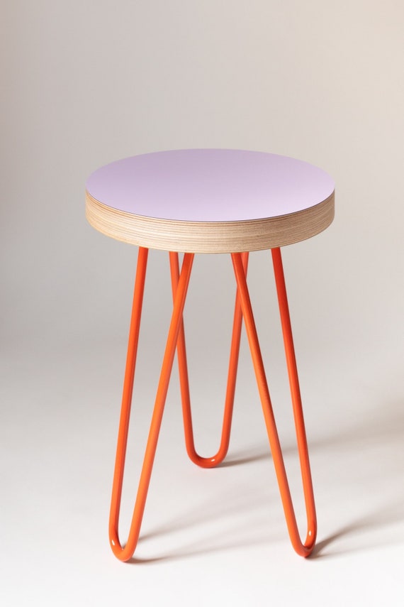 Lilac Table Memphis Milano Inspired Side Table Bedside Table Plant