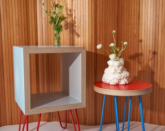 Coffee table Bedside table 80's style Memphis Milano inspired Side Table Bedside Table Plant Stand Stool