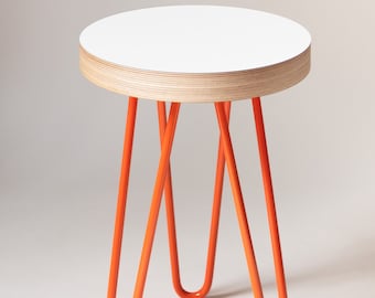 White table Memphis Milano inspired Side Table Bedside Table Plant Stand coffee table. Available in 8 colours.