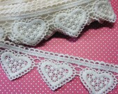 Lace Trim Lovely Heart Cotton Crochet Edge Applique DIY Sewing Craft 1yard 3341