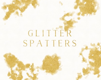 Glitter Spatters | Gold Foil Clip Art, Digital Download, Brush Strokes, Commercial Use PNG, Golden Textured, Glitter, Digital Download Image