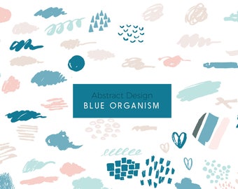 Blue Organism | Abstract Pattern Set, Clip Art, Digital Download Background, Abstract Vector Graphic, Commercial Use PNG, Digital Image