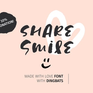 Share Smile Font, Hand Lettered Font, Script Typeface, Brush Letter, Hand Lettering Font, Trendy and Modern Typeface Design, Dingbats