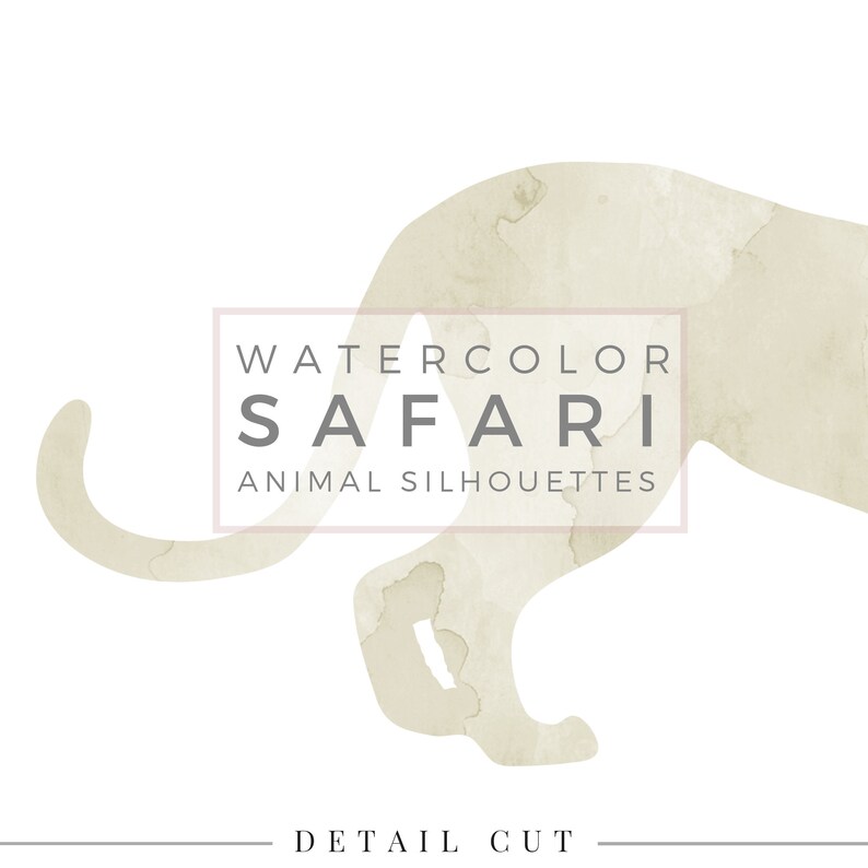 9 Pastel SAFARI Bundle Watercolor Animal Silhouette, Clip Art Package, Watercolor Clip Art, Commercial Use PNG, Digital download Graphics image 8