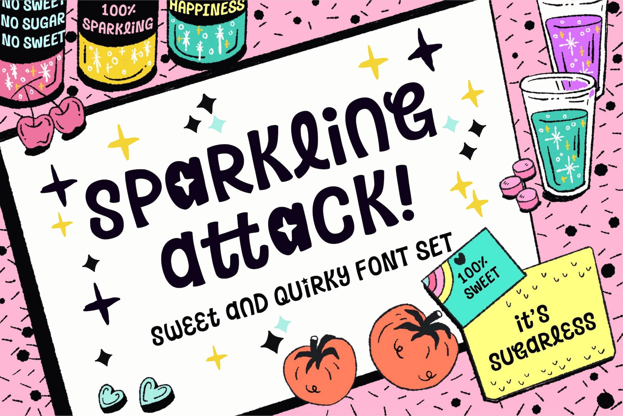 Sparkling Attack Font, Cartoon and Game Font, Display Typeface, Quirky ...