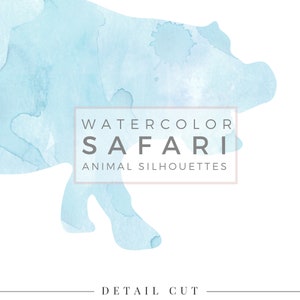 9 Pastel SAFARI Bundle Watercolor Animal Silhouette, Clip Art Package, Watercolor Clip Art, Commercial Use PNG, Digital download Graphics image 4