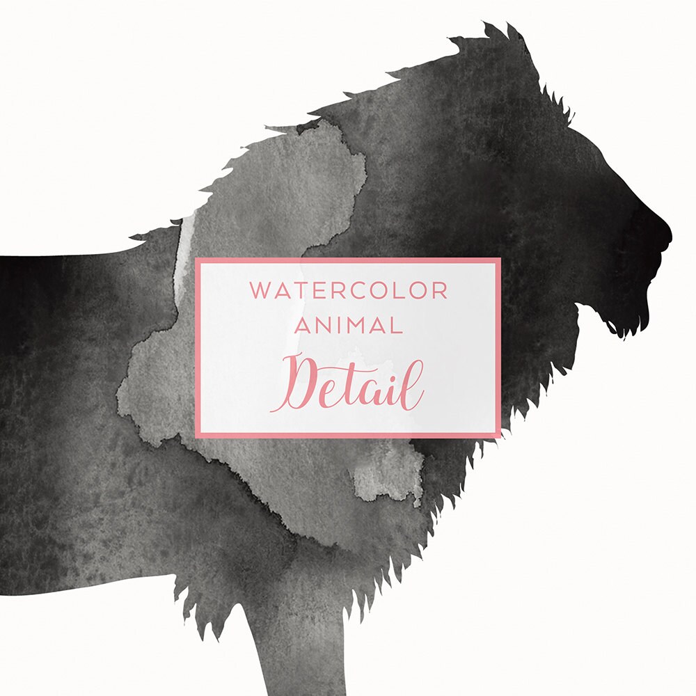 Safari Animal Silhouette Black Clip Art, Animal Silhouette, Watercolor