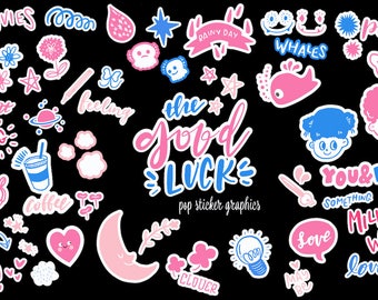 Good Luck | Sticker Clip Art, 80s and 90s Retro Pop Clip Art, Commercial Use PNG, Sticker Graphic, Retro Illustration and Lettering Clip Art