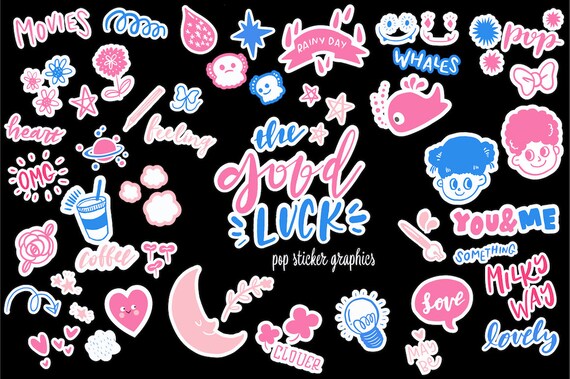 Good Luck Sticker Clip Art 80s And 90s Retro Pop Clip Art Etsy