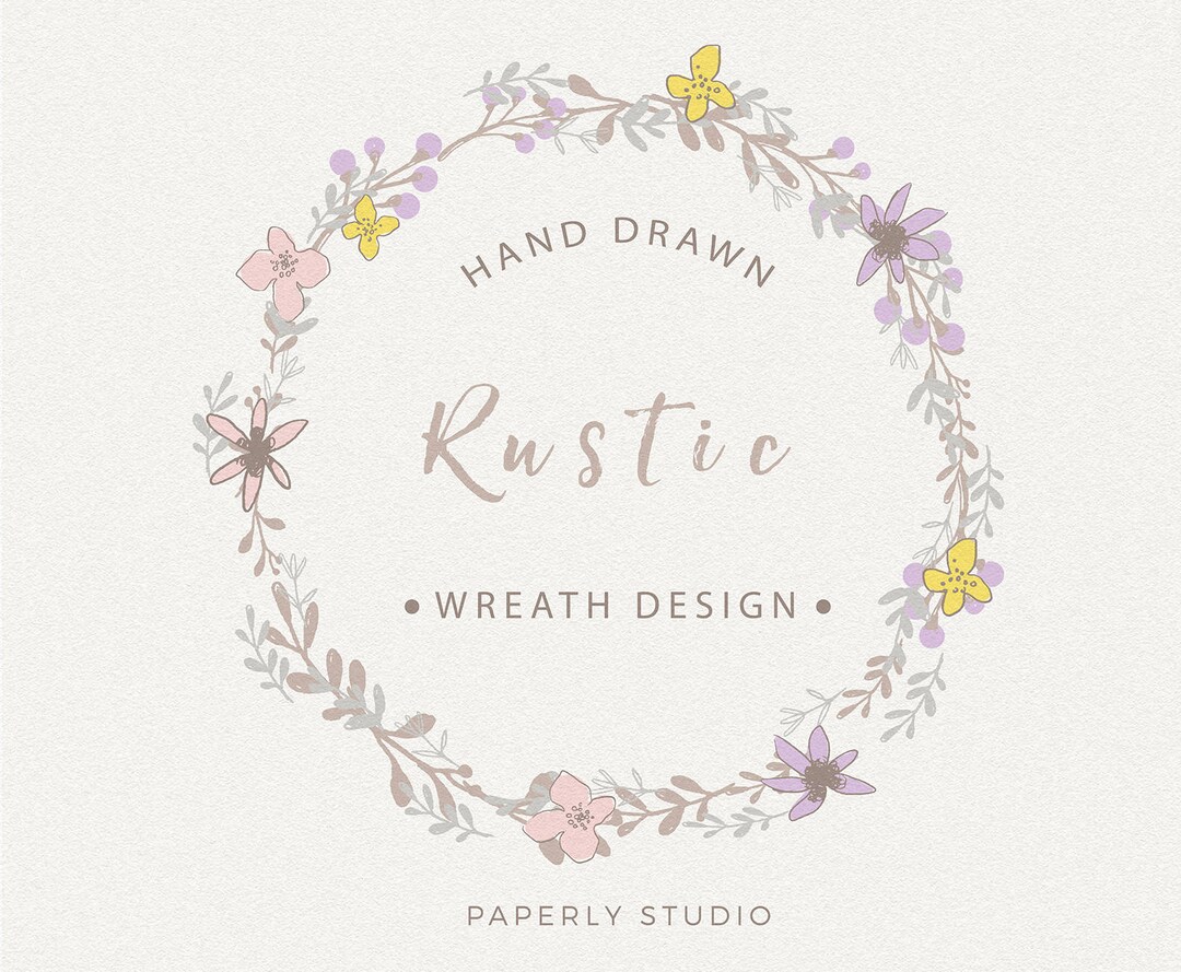 Rustic Wreath Series, Floral Wreath Clip Art, Digital Download Flower