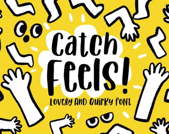 Catch Feels Font, Police à lettres à la main, Typographie artistique, Police Fun Kids, Police de caractères d’affichage, Police de lettrage à la main, Conception de police de caractères à la mode