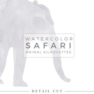Safari Animal Silhouette PASTEL Foggy Grey, Clip Art, Animal Silhouette, Watercolor Clip Art, Commercial Use PNG, Digital download Graphic image 3