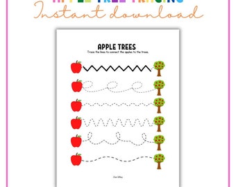 Apple Tree Tracing | Pre-Writing Practice | Preschool Worksheet