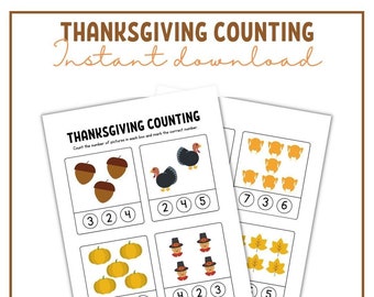 Thanksgiving Counting Activity Worksheet for Preschoolers