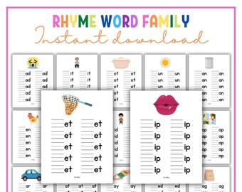 Word Family | Rhyming | Writing Practice | Printable | Preschool | Prek