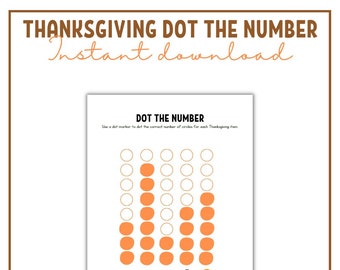 Dot the Number Thanksgiving Activity Worksheet for Preschoolers