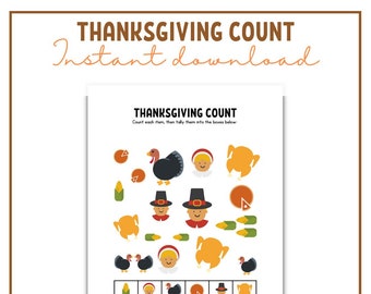 Count the Thanksgiving Items - Activity Worksheet for Preschoolers