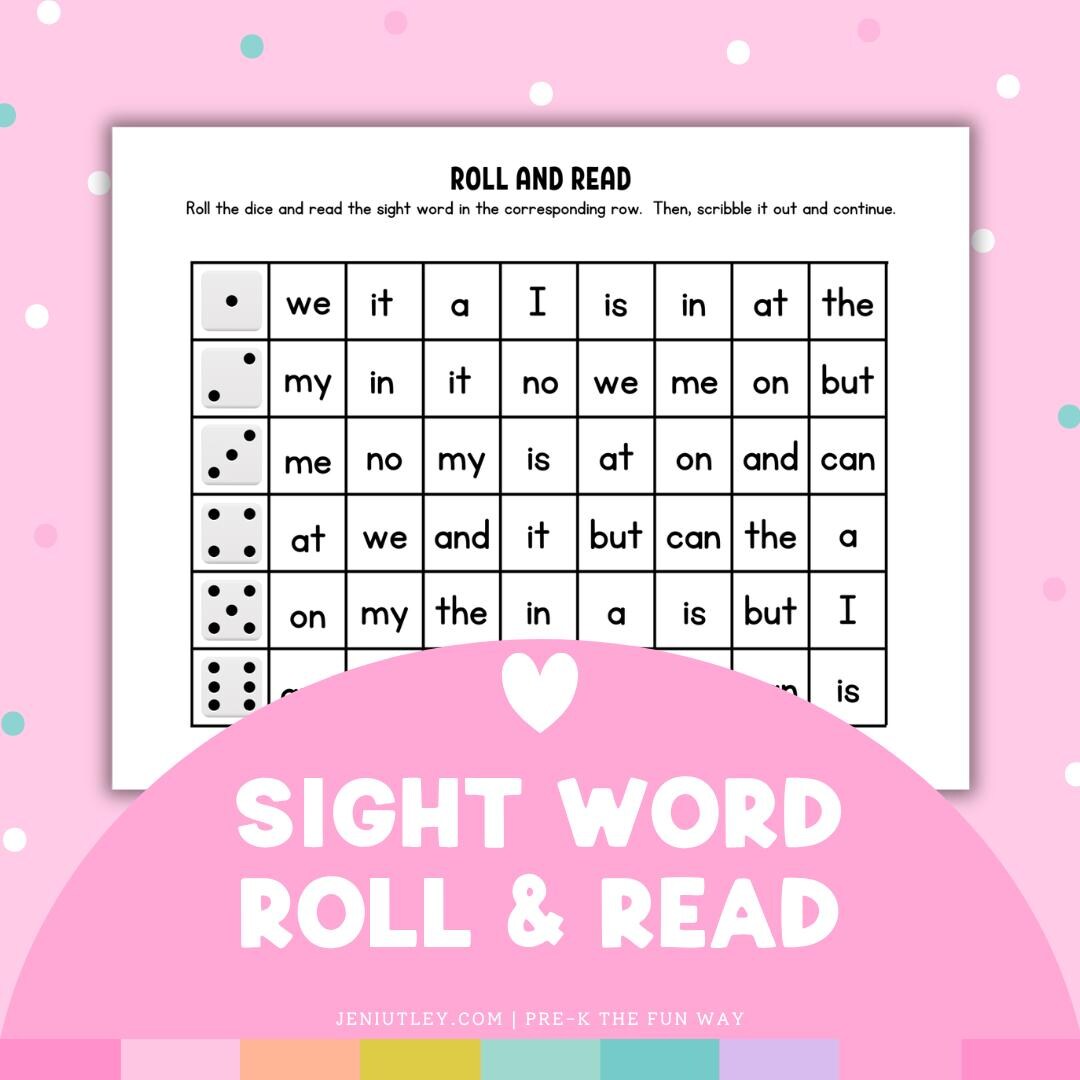 Sight Word Roll and Read Game for Preschool - Etsy