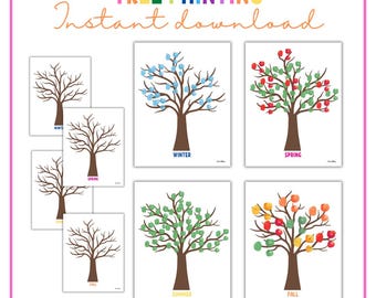 Four Seasons Tree Painting Printable | Kids Craft Activity (Digital Download)
