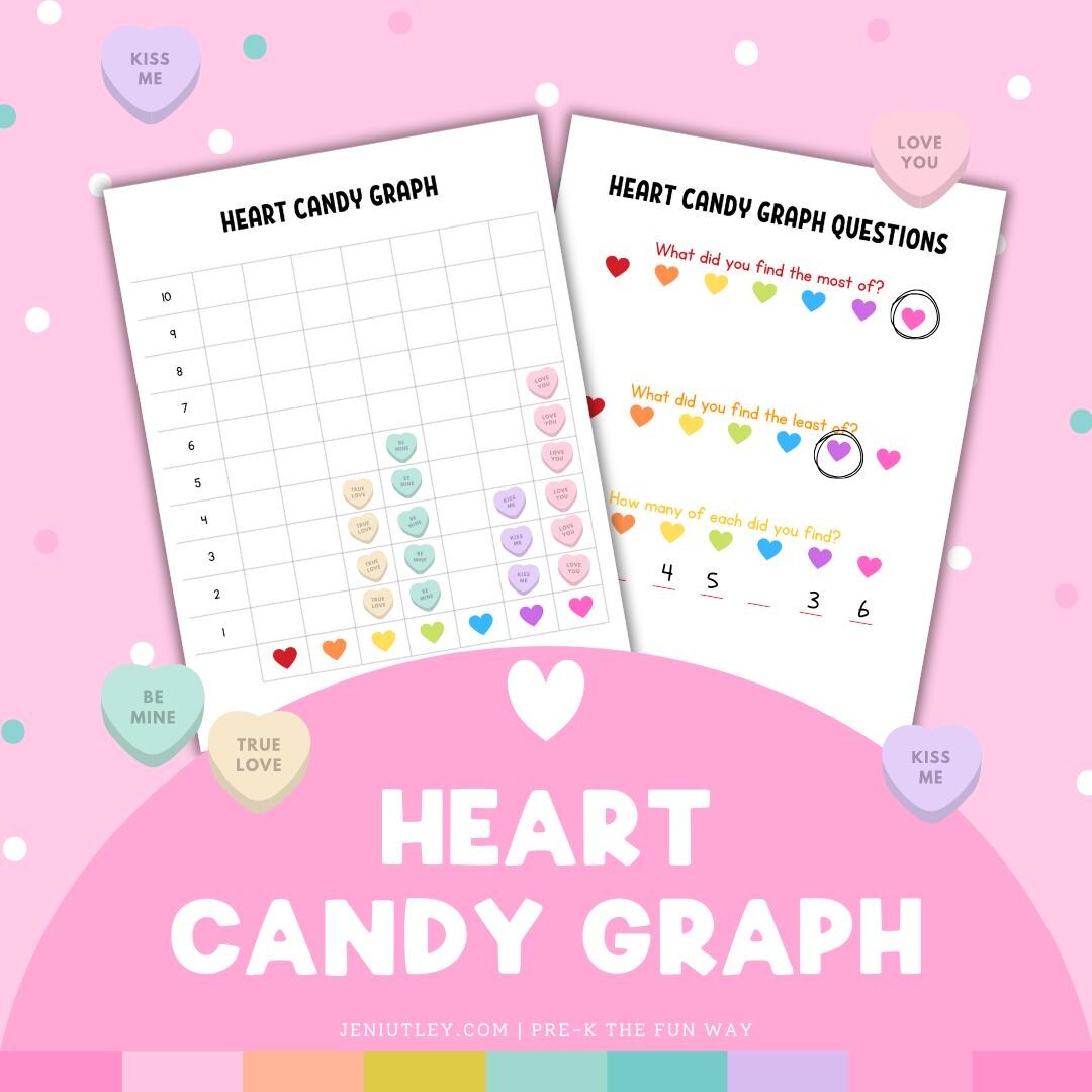 Valentine's Day Math Activity | Candy Heart Graph Printable | Preschool ...