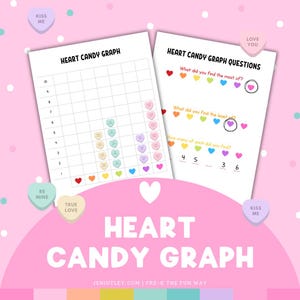 Valentine's Day Math Activity | Candy Heart Graph Printable | Preschool Counting & Sorting | Homeschool Math Centers