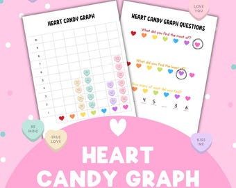 Valentine's Day Math Activity | Candy Heart Graph Printable | Preschool Counting & Sorting | Homeschool Math Centers