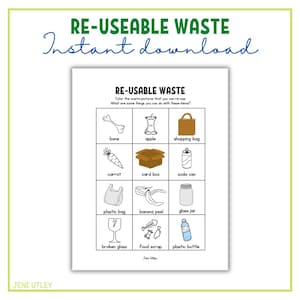 Reusable Waste Printable | Earth Day Activity for Preschool