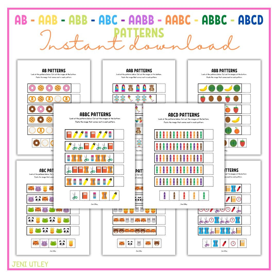AB - ABCD Patterns | Preschool Worksheet - Etsy