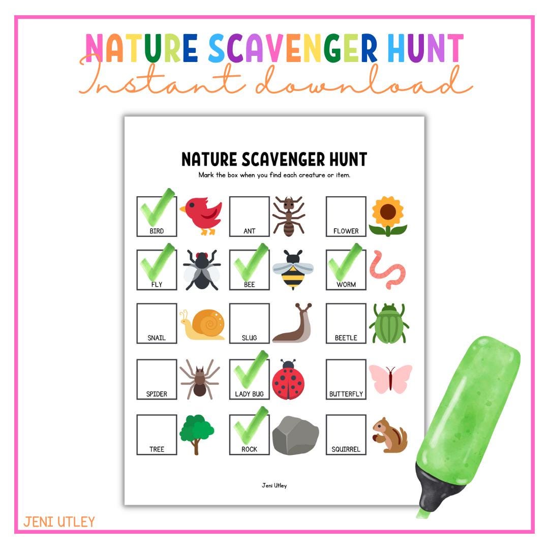 Nature Scavenger Hunt Printable for Kids – Outdoor Learning Activity ...
