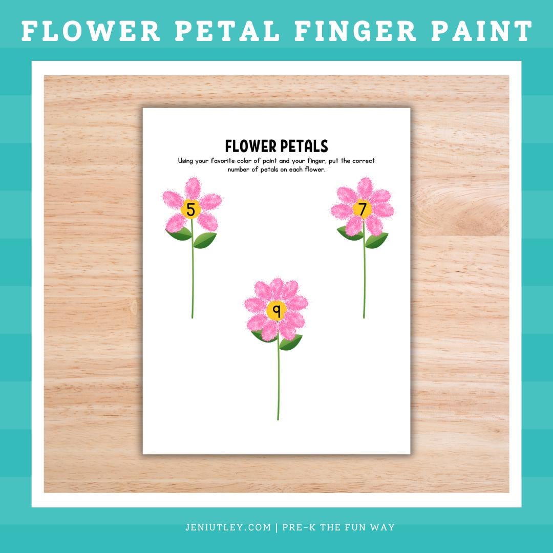 Flower Petal Finger Paint Activity | Preschool Counting Printable ...