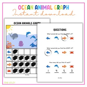 Graphique animal océanique | Nombres préscolaires et comptage