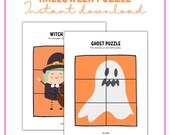Halloween Puzzles | Ghost and Witch | Scissor Skills | Preschool Worksheet