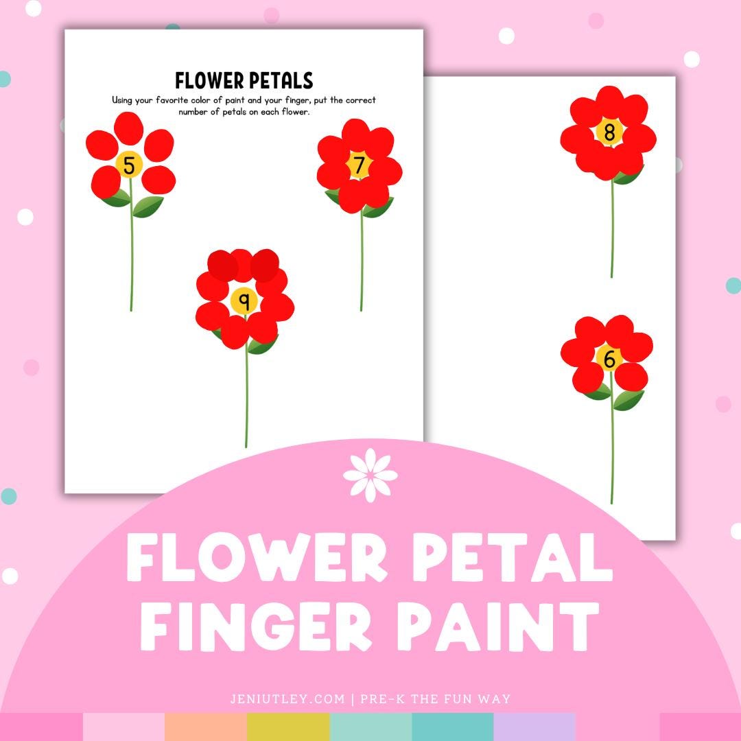 Flower Petal Finger Paint Activity | Preschool Counting Printable ...