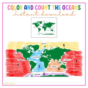 Colorez et comptez les océans | Sciences préscolaires, coloriage et calcul
