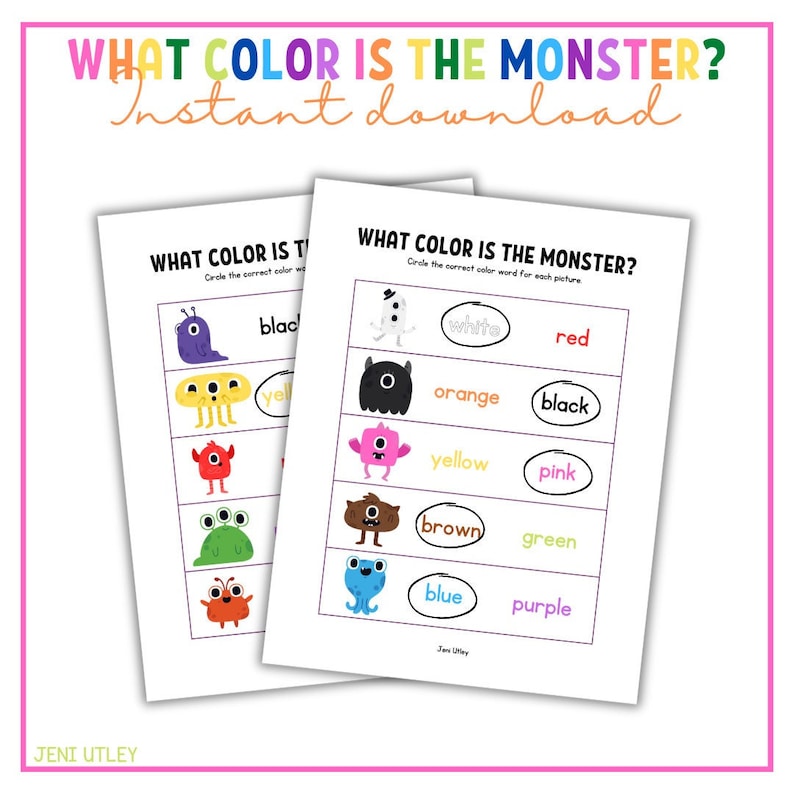 What Color is the Monster? | Worksheet Activity for Preschoolers ...