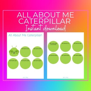 All About Me Caterpillar | Unit Study | Preschool | PreK | Printables