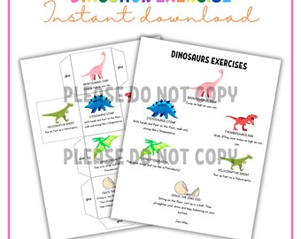 Dinosaur Exercise Dice Game | Kids Fitness (Digital Download)