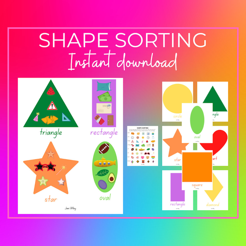Shape Sorting Game for Preschoolers Etsy