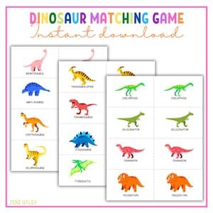 Juego de emparejamiento de dinosaurios / Juego de emparejamiento / Juego de dinosaurios / Dinosaurios / Paleontólogo / Actividad de aprendizaje para niños