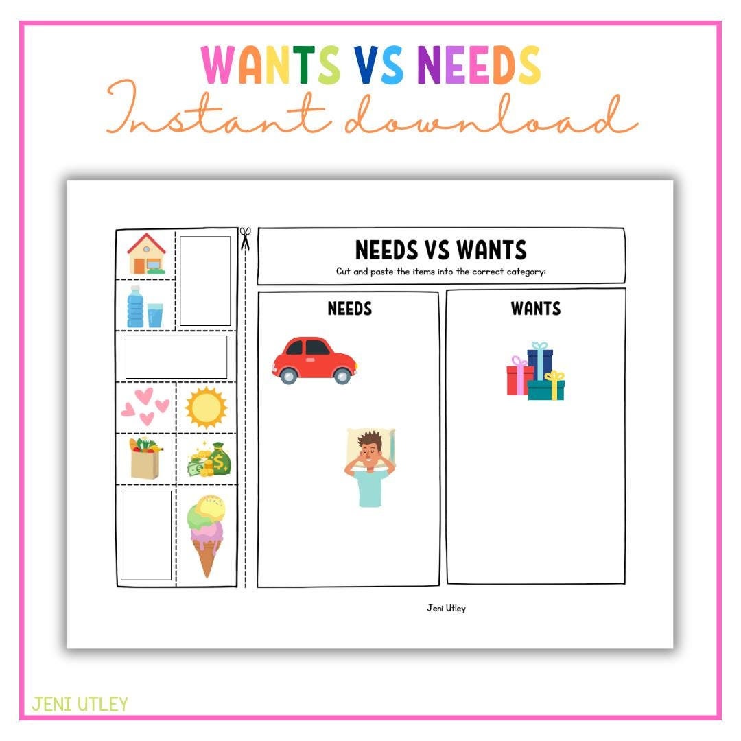 wants-vs-needs-worksheet-etsy for Free Printable Needs And Wants Worksheets Wants Vs Needs Worksheet - Etsy for Free Printable Needs And Wants Worksheets