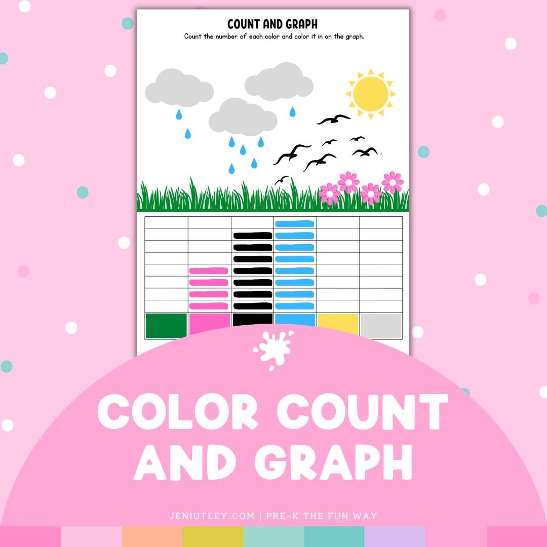 Colors | Count and Graph | Preschool | Worksheet | Printable | Pre K - Etsy