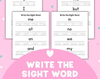 Sight Words Writing Practice Worksheets | Preschool, Pre-K Learning (Printable)