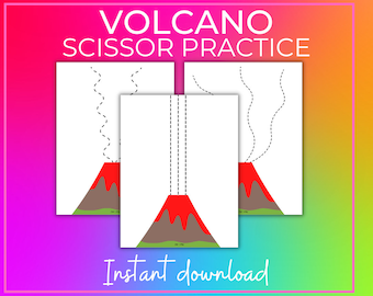 Volcano Scissor Practice | Volcano Unit Study | Preschool Unit Study | Pre-k