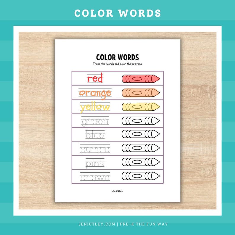 Color Words Worksheet for Preschoolers | Learn Colors - Etsy