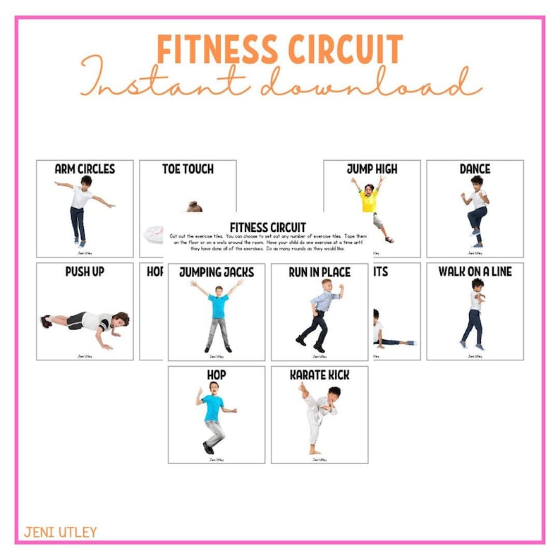 Preschool Fitness Circuit Cards | Brain Break Exercise (digital ...