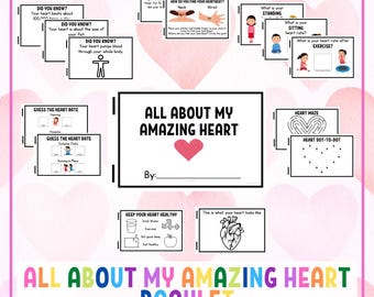 Heart Activity Booklet for Kids | Preschool Science Printable | Human Body Learning Pack | Homeschool Worksheet Ages 3-6