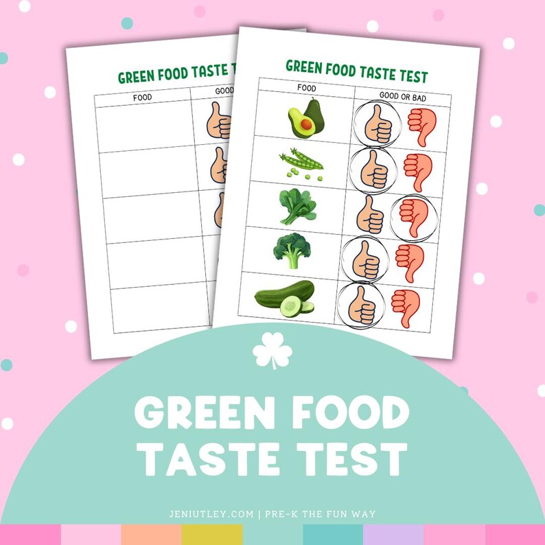 Green Food Taste Test Printable – Interactive Healthy Eating Chart for Kids & Families image 1