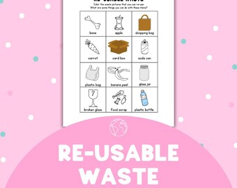 Reusable Waste Printable | Earth Day Activity for Preschool