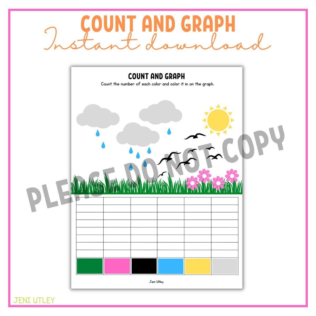 Colors Count and Graph Preschool Worksheet Printable - Etsy